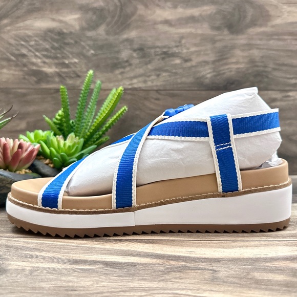 NIB Lucky Brand Imbae Strappy Platform Wedge Sandal Classic Blue Textile 8.5M - Picture 6 of 11